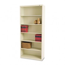 Metal Bookcase, 6 Shelves, 34-1/2w x 13-1/2h x 78h, Putty
