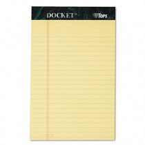 Docket Ruled Perforated Pad,Jr. Legal Ruling, 5 x 8, Canary, 50 Sheets