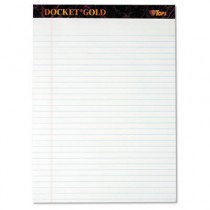 Docket Gold Perforated Pads, Legal Rule, Letter, White, 12 50-Sheets Pads/Pack