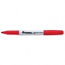 Pen Style Permanent Markers, Fine Point, Red, Dozen