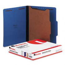 Pressboard Classification Folders, Letter, Four-Section, Cobalt Blue, 10/Box