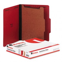 Pressboard Classification Folders, Letter, Four-Section, Ruby Red, 10/Box