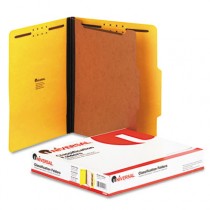 Pressboard Classification Folders, Letter, Four-Section, Yellow, 10/Box