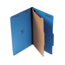 Pressboard Classification Folders, Legal, Four-Section, Cobalt Blue, 10/Box