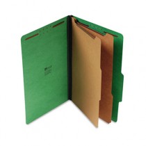 Pressboard Classification Folders, Legal, Six-Section, Emerald Green, 10/Box