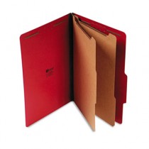 Pressboard Classification Folders, Legal, Six-Section, Ruby Red, 10/Box