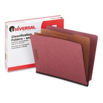 Pressboard End Tab Classification Folders, Letter, Six-Section, Red, 10/Box