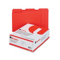 Colored File Folders, 1/3 Cut Assorted, Two-Ply Top Tab, Letter, Red, 100/Box