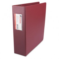 Suede Finish Vinyl Round Ring Binder With Label Holder, 3" Capacity, Maroon