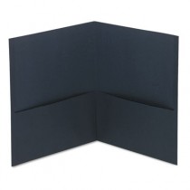 Two-Pocket Portfolio, Embossed Leather Grain Paper, Dark Blue, 25/Box