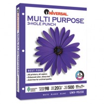 Multipurpose Paper, 98 Brightness, 20lb, Ltr, 3-Hole Punch, Bright WE, 5000/Ctn