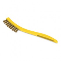 Metal-Fill Wire Scratch Brush, 8 1/2" Yellow Plastic Handle