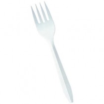 Medium-Weight Cutlery, Fork, White, 6 1/4"