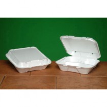 Snap-it Vented Foam Hinged Container, 3-Comp, White, 9-1/4 x 9-1/4 x 3, 100/Bag
