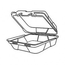 Snap-It Foam Hinged Carryout Container, 1-Compartment, Medium, White, 100/Bag