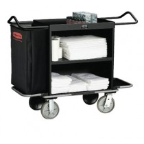 High-Capacity Housekeeping Cart, 3 Shelves, 22w x 55d x 44h, Black