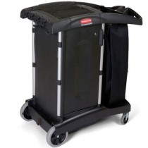 Compact Turndown Housekeeping Cart, 22w x 38 1/4d x 44h, Black