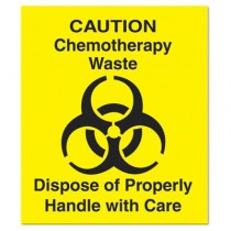 Medical Decal, "Chemotherapy Waste", 6 x 6, Yellow