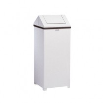 WasteMaster Hinged-Top Waste Receptacle, Rectangular, 40gal, White