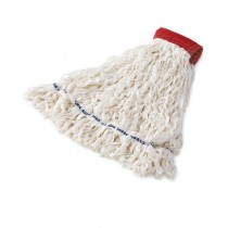 Clean Room Mop Heads, Rayon, Looped-End, White, Large