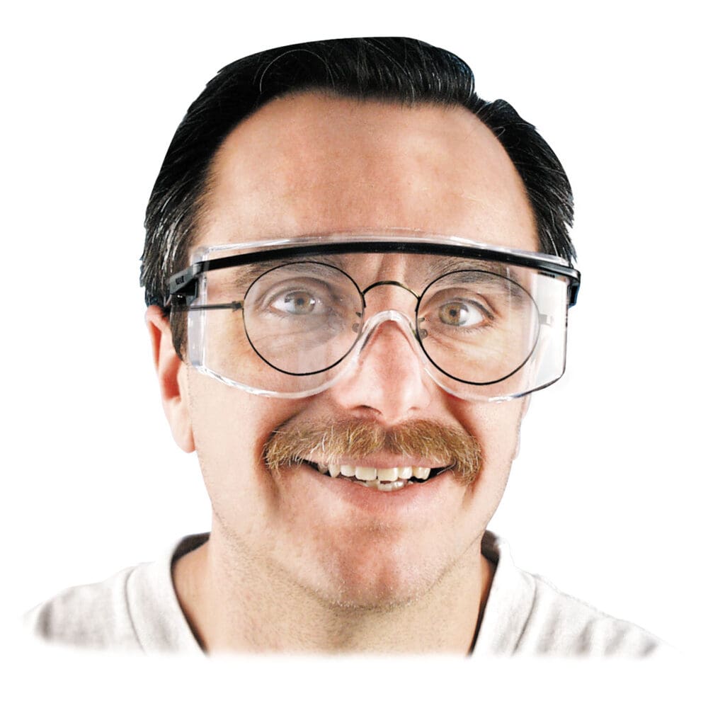 Astro OTG 3001 Wraparound Safety Glasses, Black Plastic Frame, Clear Lens - Image 2