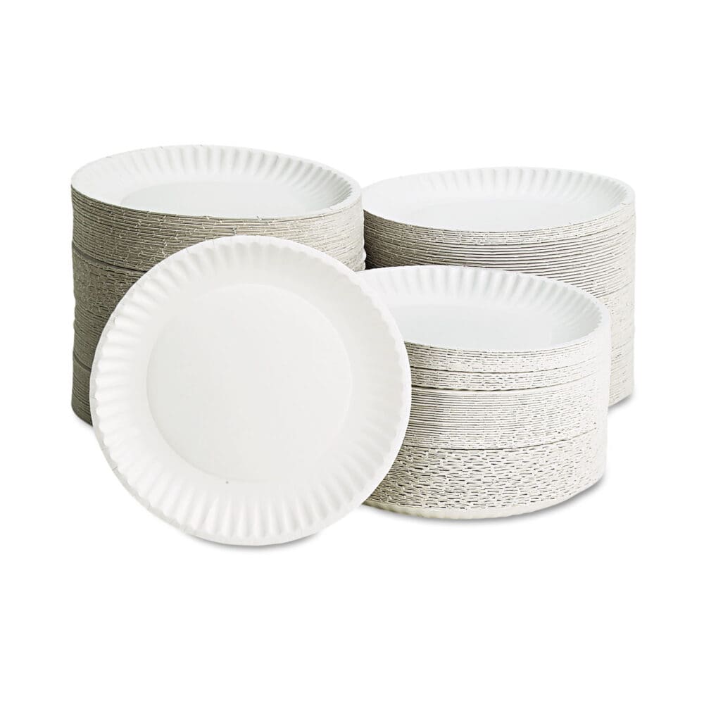 White Paper Plates, 9" dia, 100/Pack - Image 3