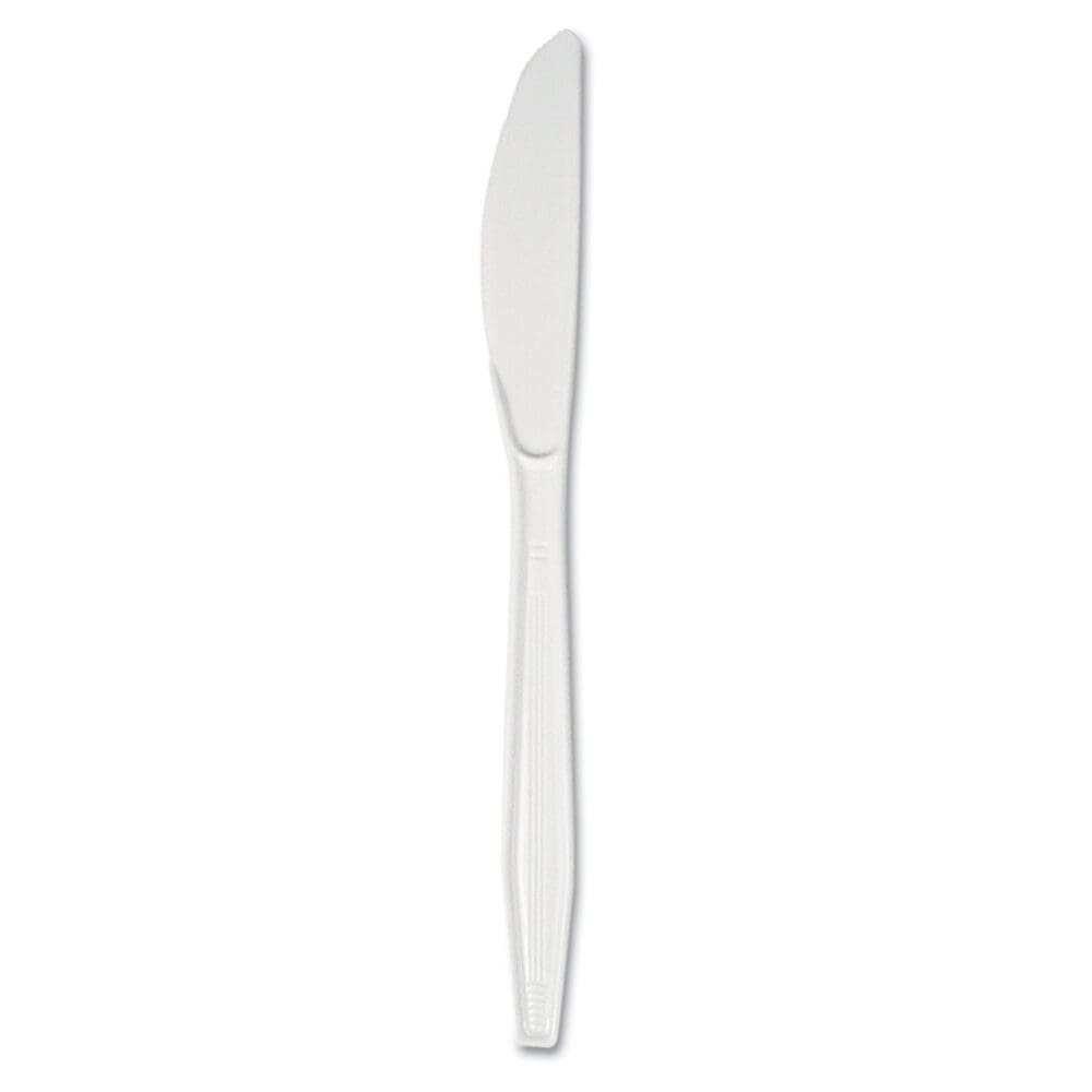 Mediumweight Polystyrene Cutlery, Knife, White, 100/Box - Image 2