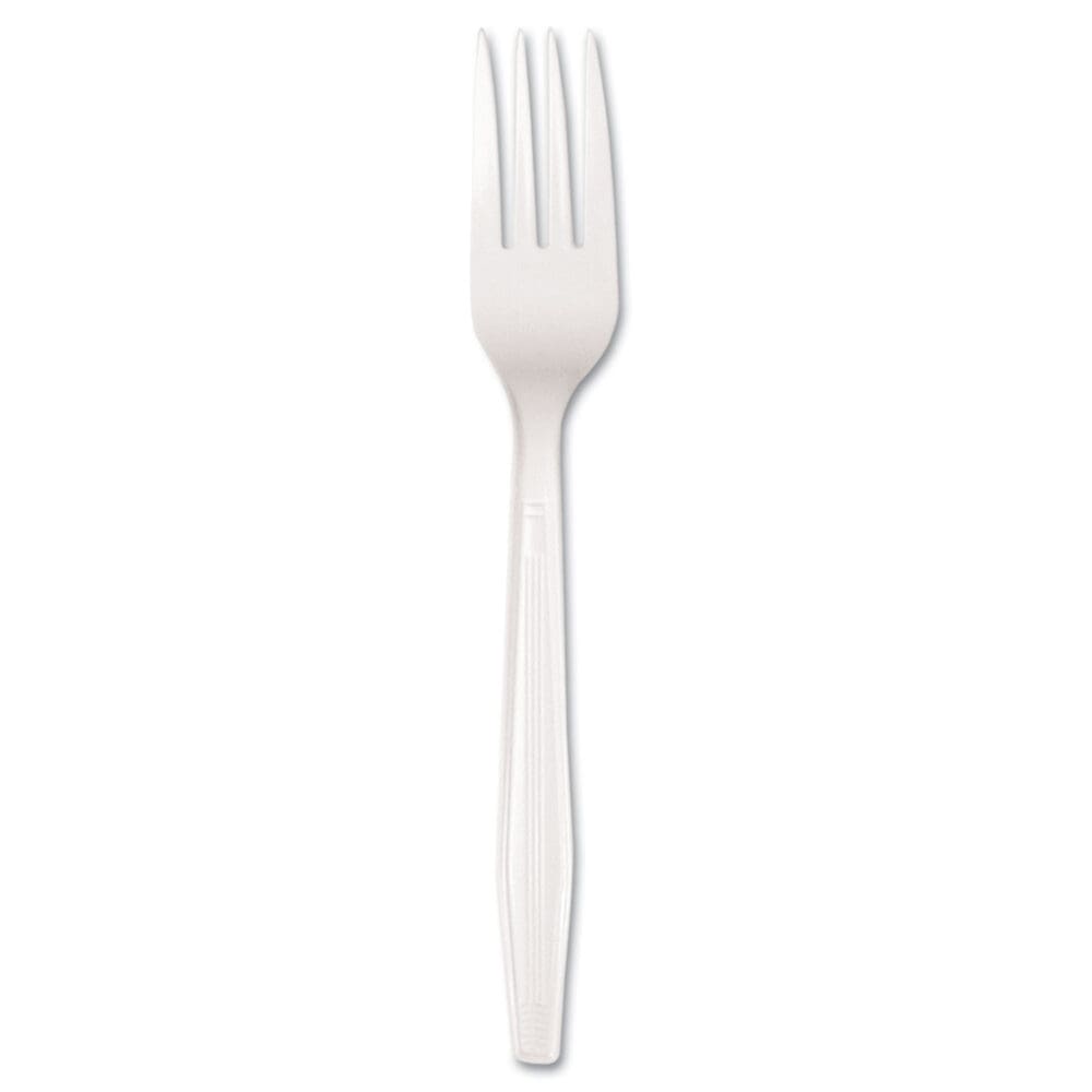 Mediumweight Polystyrene Cutlery, Fork, White, 100/Box - Image 2