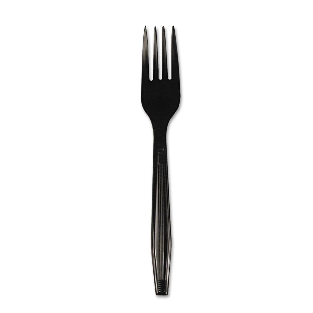 Heavyweight Polystyrene Cutlery, Fork, Black, 1000/Carton - Image 2