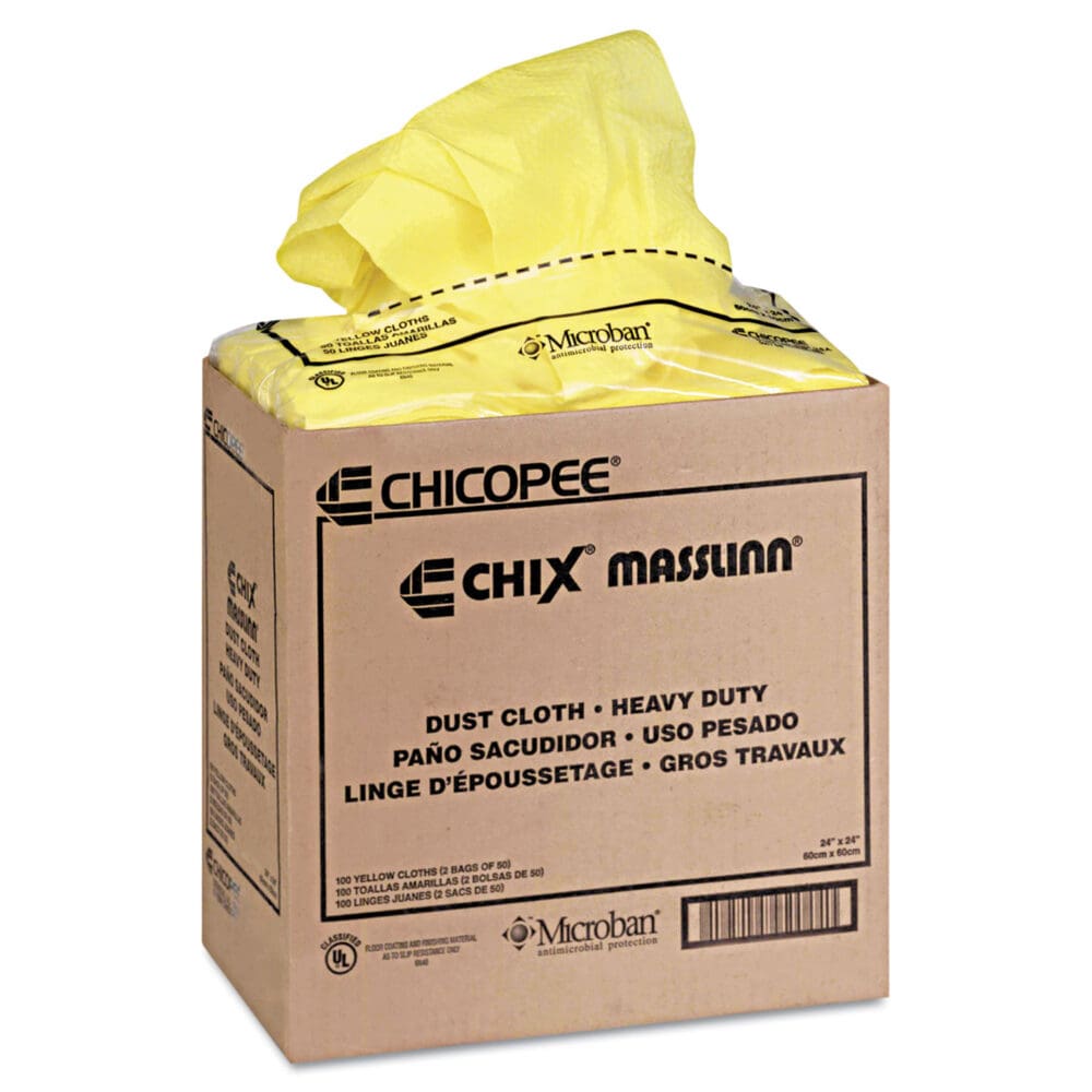 Masslinn Dust Cloths, 1-Ply, 24 x 24, Unscented, Yellow, 30/Bag, 5 Bags/Carton - Image 3