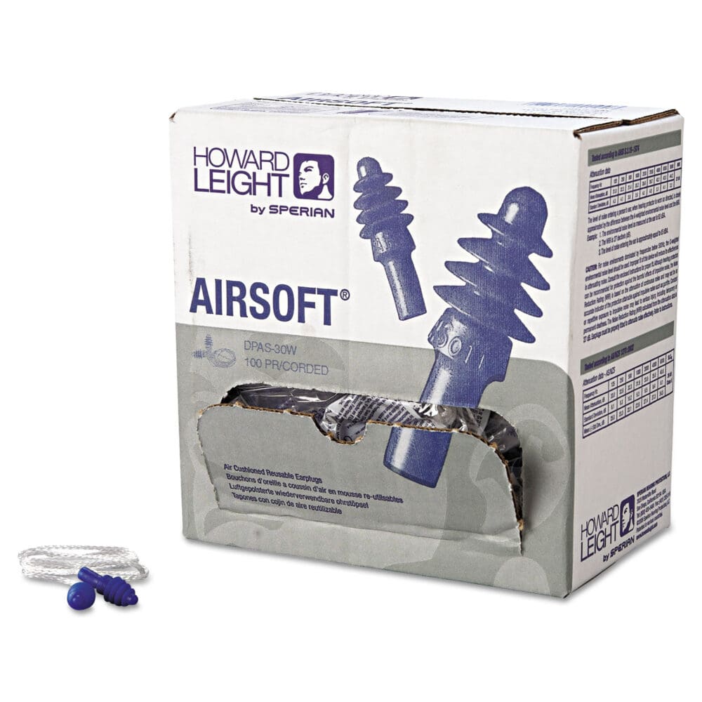 DPAS-30W AirSoft Multiple-Use Earplugs, 27NRR, White Nylon Cord, BE, 100 Pairs - Image 3