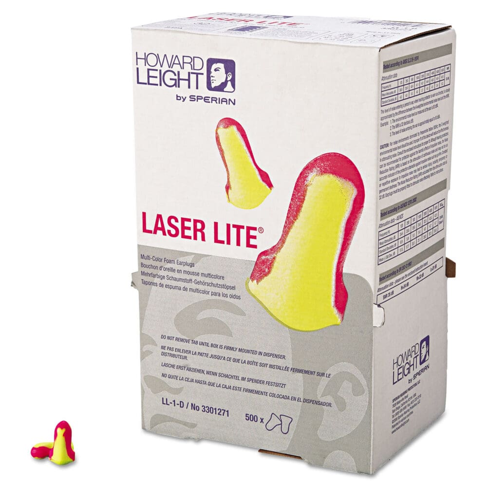 LL-1 D Laser Lite Single-Use Earplugs, Cordless, 32NRR, MA/YW, LS500, 500 Pairs - Image 2