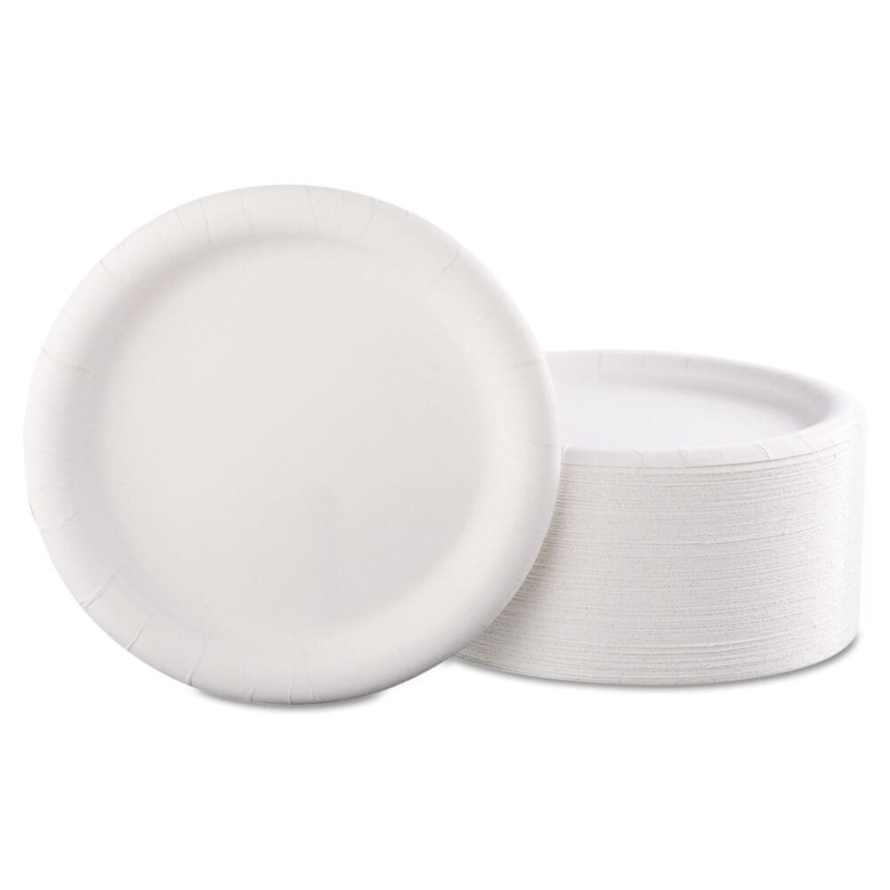 Premium Coated Paper Plates, 9" dia, White, 125/Pack, 4 Packs/Carton - Image 2