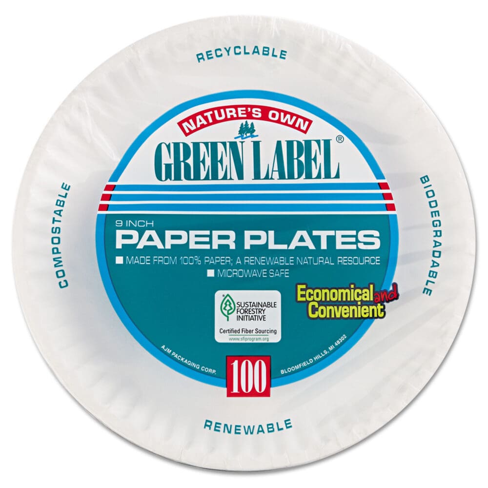 Paper Plates, 9" dia, White, 100/Pack - Image 3