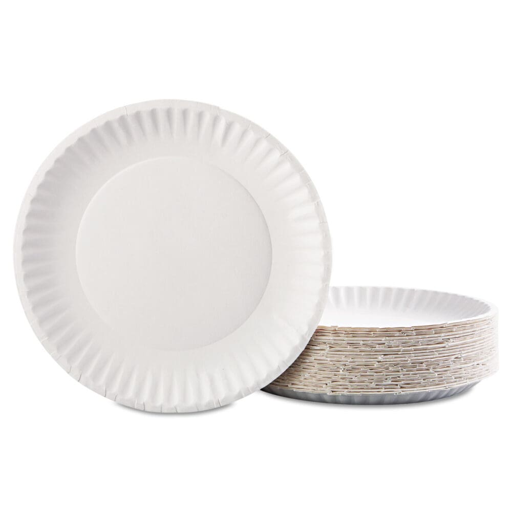 Paper Plates, 9" dia, White, 100/Pack - Image 2