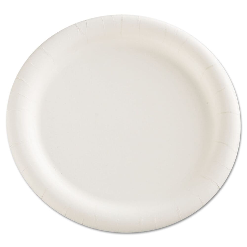 Premium Coated Paper Plates, 9" dia, White, 125/Pack, 4 Packs/Carton - Image 3