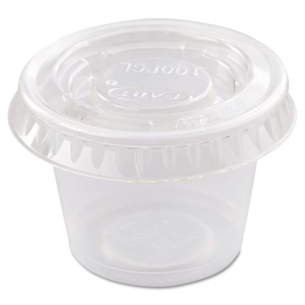 Portion/Souffle Cup Lids, Fits 0.5 oz to 1 oz Cups, PET, Clear, 125 Pack, 20 Packs/Carton - Image 2