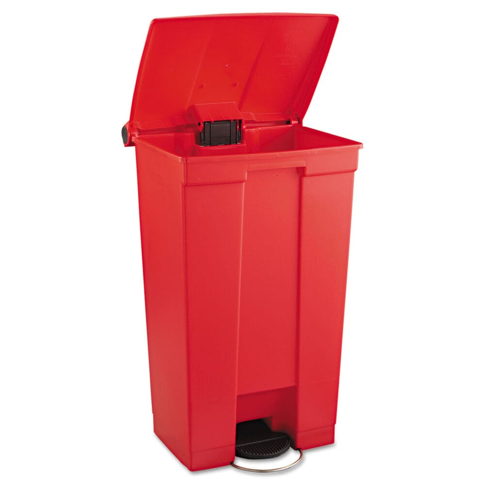 Indoor Utility Step-On Waste Container, 23 gal, Plastic, Red - Image 5