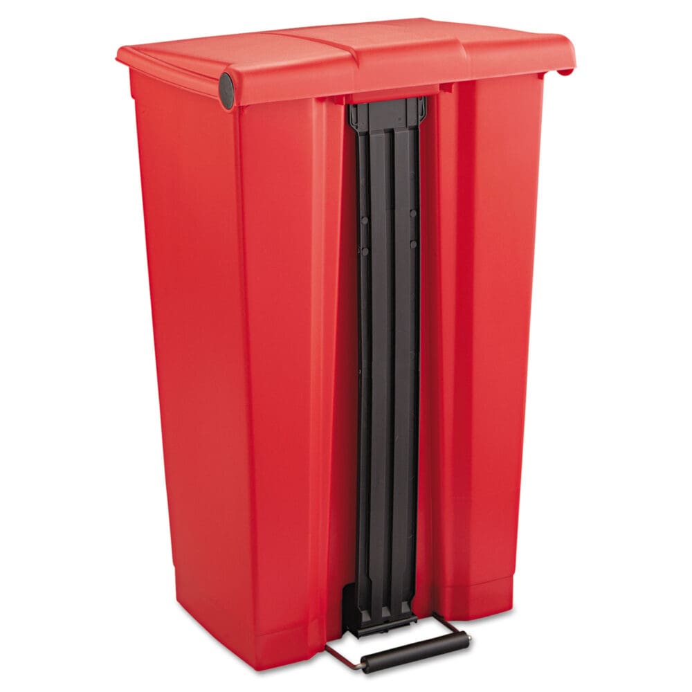 Indoor Utility Step-On Waste Container, 23 gal, Plastic, Red - Image 2