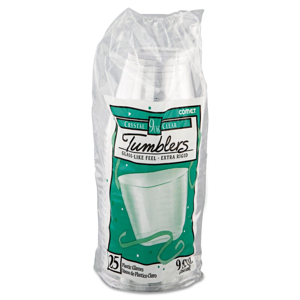 Comet Smooth Wall Tumblers, 9 oz, Clear, Squat, 25/Pack, 20 Packs/Carton - Image 3