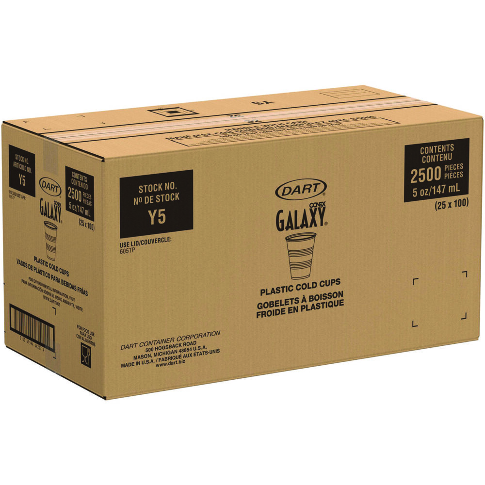 High-Impact Polystyrene Cold Cups, 5 oz, Translucent, 100 Cups/Sleeve, 25 Sleeves/Carton - Image 3