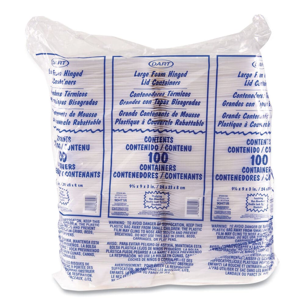 Foam Hinged Lid Containers, 9 x 9 x 3, White, 200/Carton - Image 5