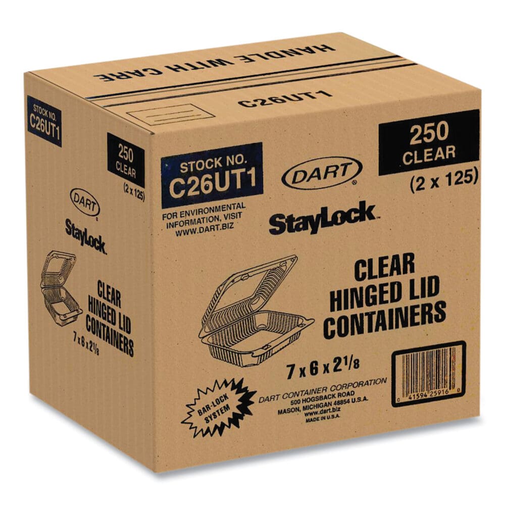 StayLock Clear Hinged Lid Containers, 6 x 7 x 2.1, Clear, Plastic, 125/Packs, 2 Packs/Carton - Image 3