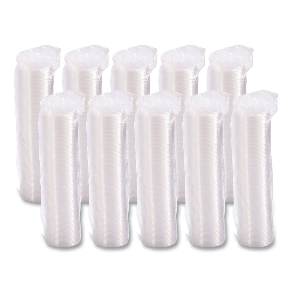 Non-Vented Cup Lids. Fits 10 oz to 14 oz Foam Cups, 6 oz to 8 oz Food Containers, 6 oz Bowls; Clear, 1,000/Carton - Image 2