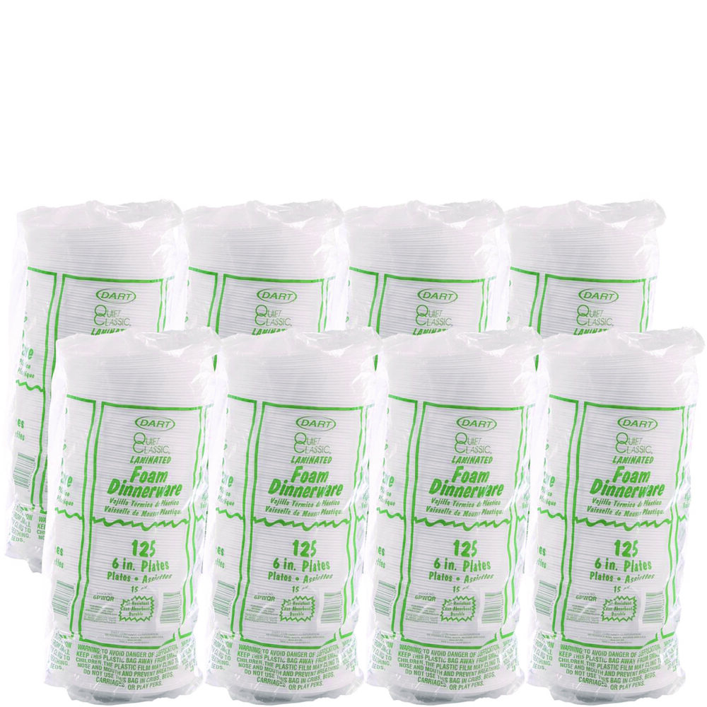 Mediumweight Foam Dinnerware, Plates, 6" dia, White, 125/Pack - Image 2