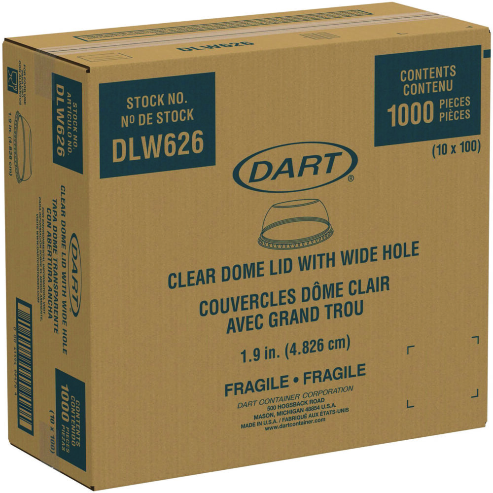 Open-Top Dome Lid, Fits 16 oz to 24 oz Plastic Cups, Clear, 1.9" Dia Hole, 1,000/Carton - Image 4
