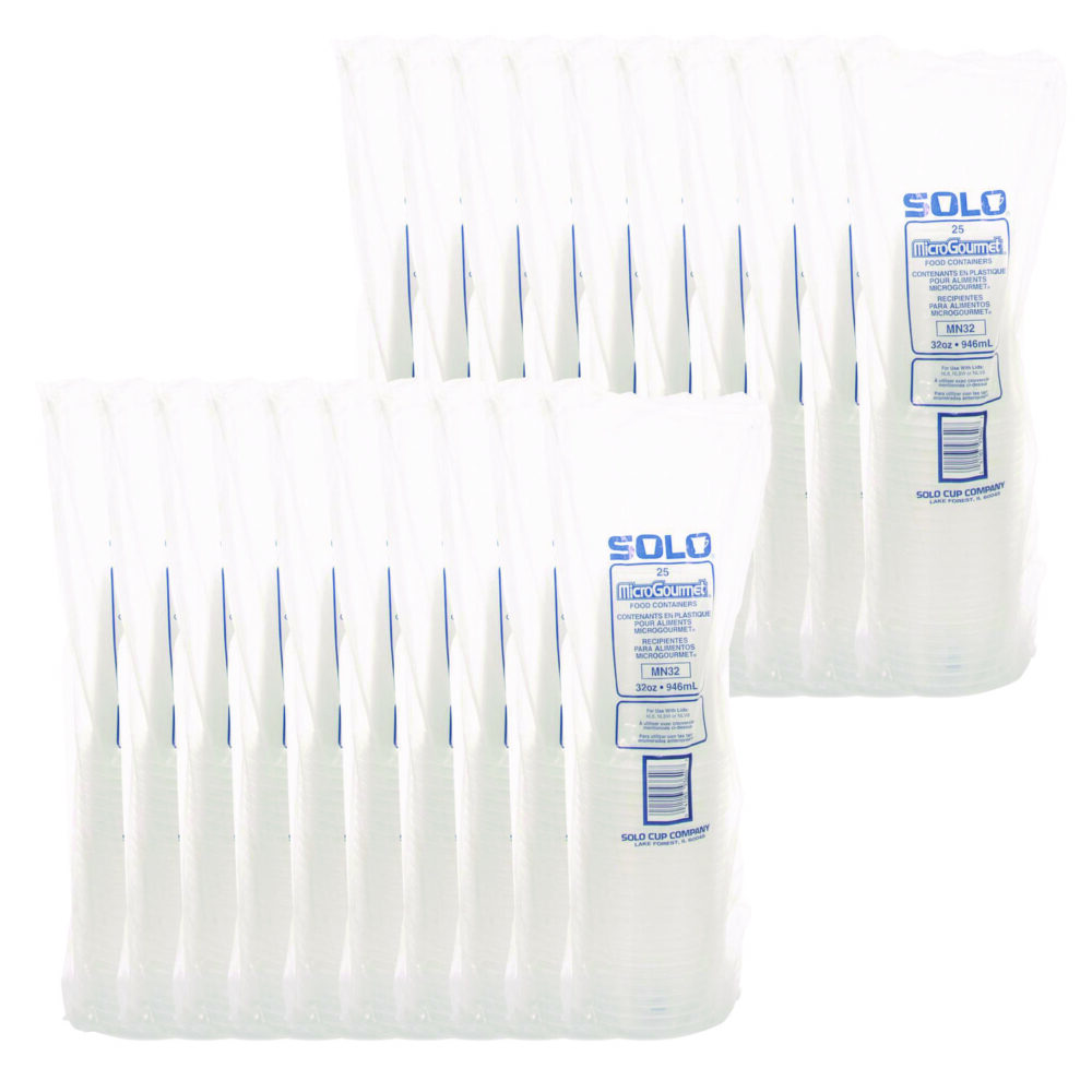 Microgourmet Plastic Deli Container, 32 oz, 4.7" Diameter x 5.7"h, Clear, 500/Carton - Image 2