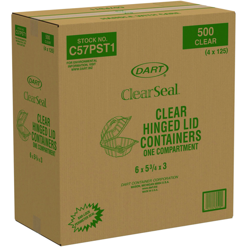 ClearSeal Hinged-Lid Plastic Containers, 5.8 x 6 x 3, Clear, Plastic, 125/Pack, 4 Packs/Carton - Image 2