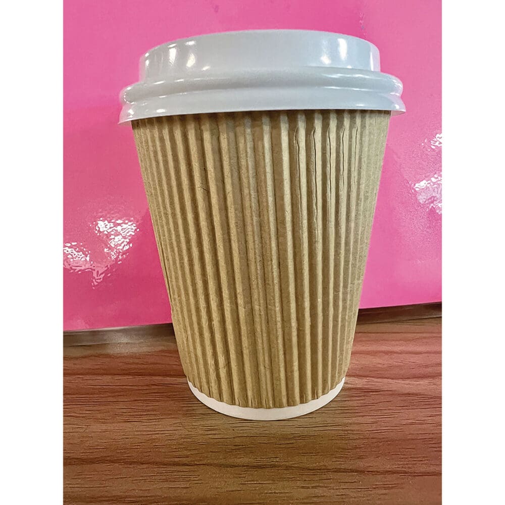 Ripple Hot Cups, 8 oz, Kraft/White, 500/Carton - Image 5