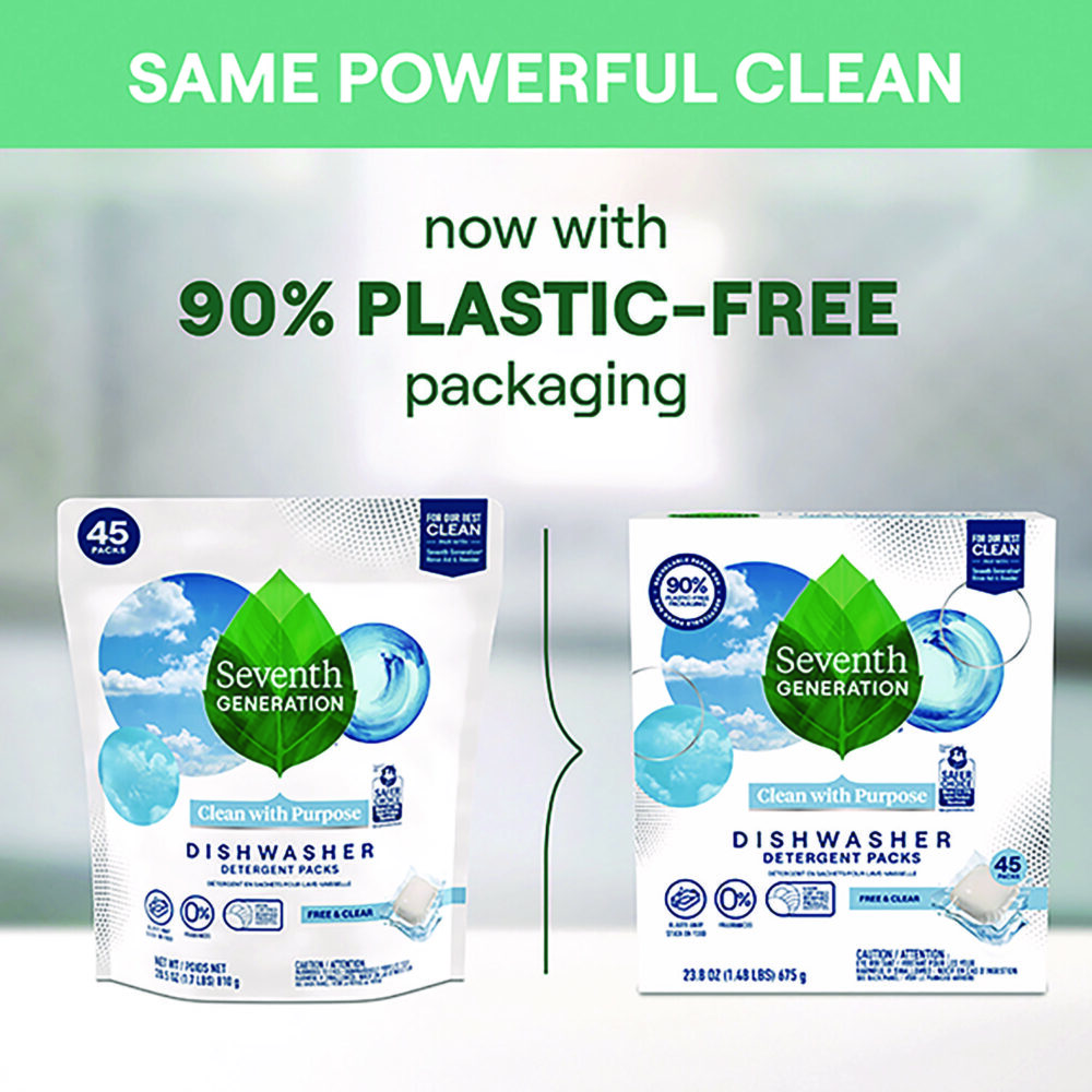 Natural Automatic Dishwasher Detergent Packs, Free and Clear, 45 Powder Packets/Box, 5 Boxes/Carton - Image 4
